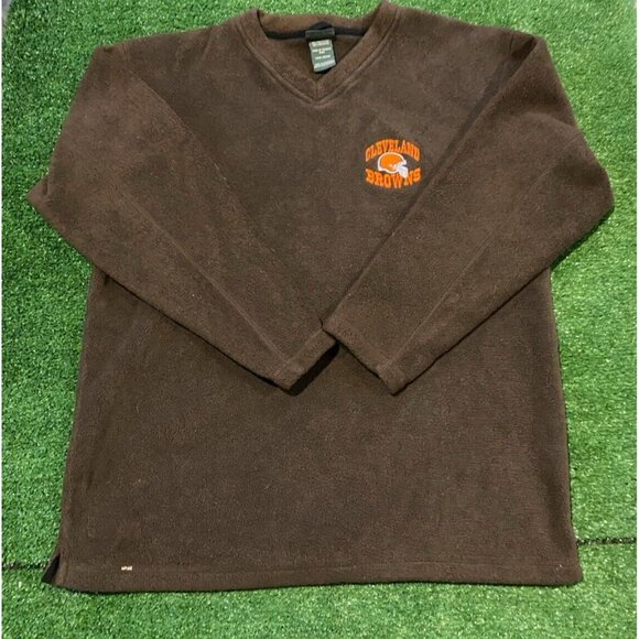 Vintage Cleveland Browns sweatshirt large brown mens adult Y2K Retro v neck